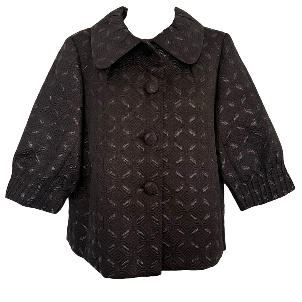 JohnPaulRichard Women's Black Medium 3/4 Sleeve Button Up Collared Coat